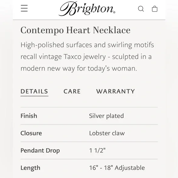 Brighton Contempo Silver Heart Pendant Necklace - Picture 5 of 5